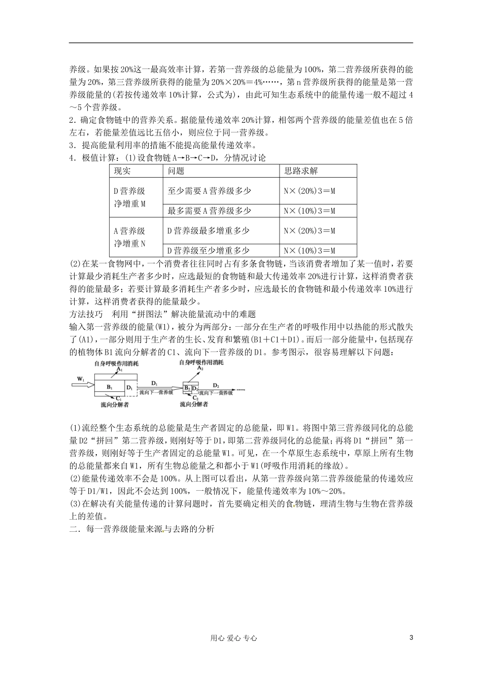 2013届高考生物起点一轮复习 第九单元 生态系统的能量流动学案_第3页