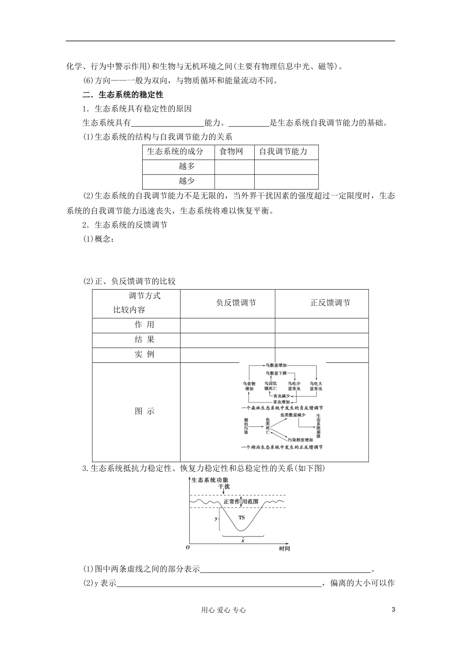 2013届高考生物起点一轮复习 第九单元 生态系统的信息传递和稳定性学案_第3页