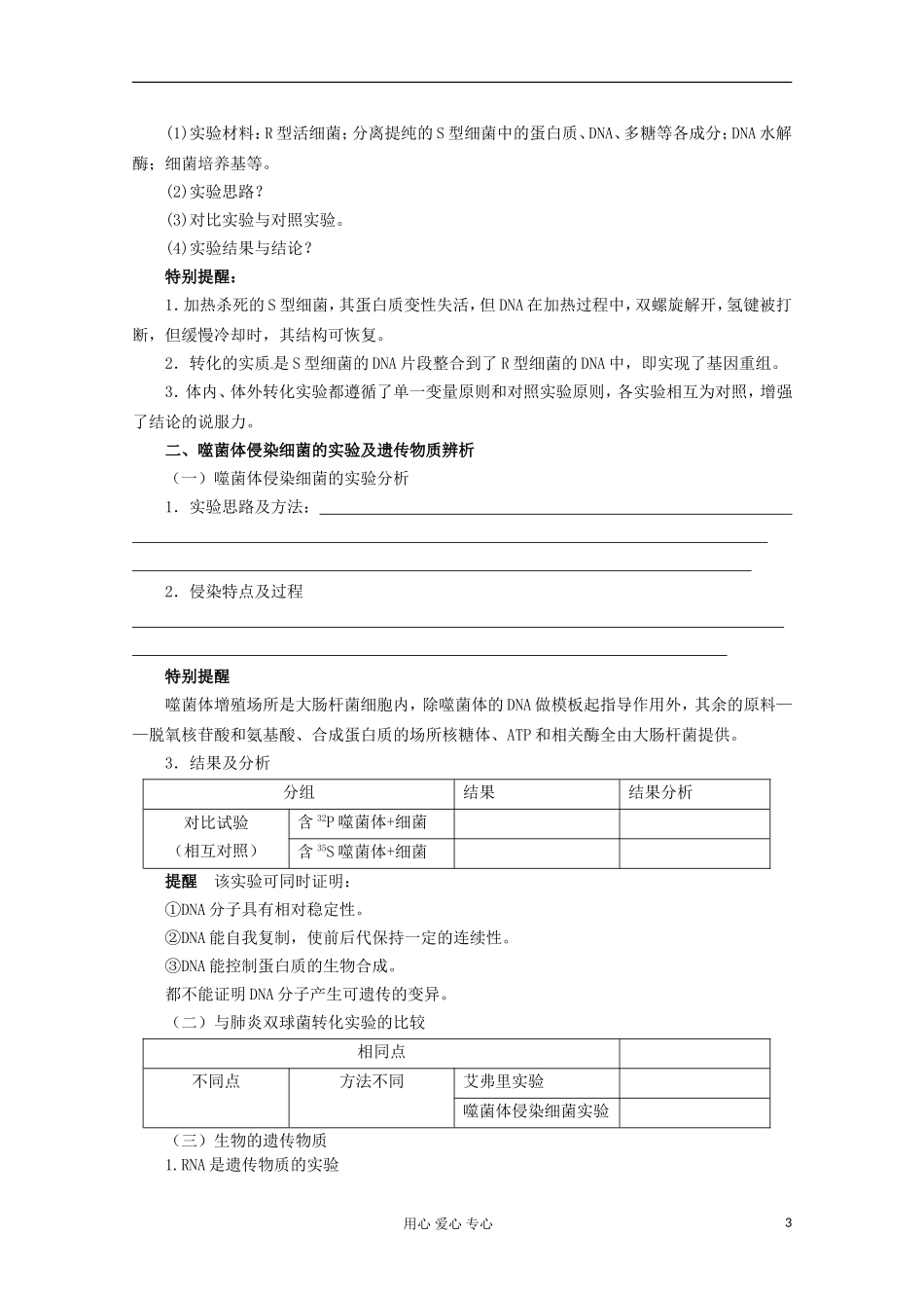 2013届高考生物起点一轮复习 第六单元 DNA是主要的遗传物质学案_第3页
