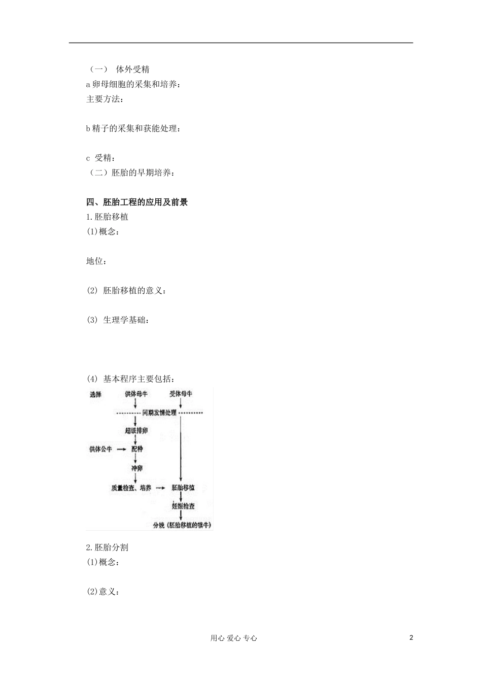 2013届高考生物起点一轮复习 第十单元 胚胎工程学案_第2页