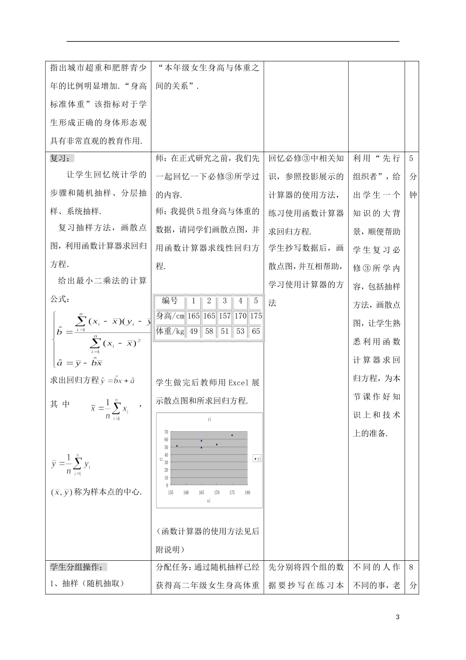 2013年高中数学 3.1 1回归分析的基本思想及其初步应用教案 新人教A版选修选修2-3_第3页
