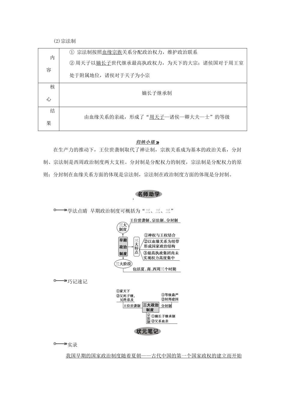 2013届高考历史一轮复习 第1课时夏商西周早期政治制度与秦朝中央集权制度的确立精品学案 _第2页