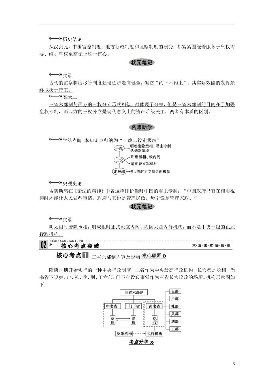 2013届高考历史一轮复习 第2课时君主专制政体的演进与强化及专制时代晚期的政治形态精品讲义 新人教版必修1_第3页