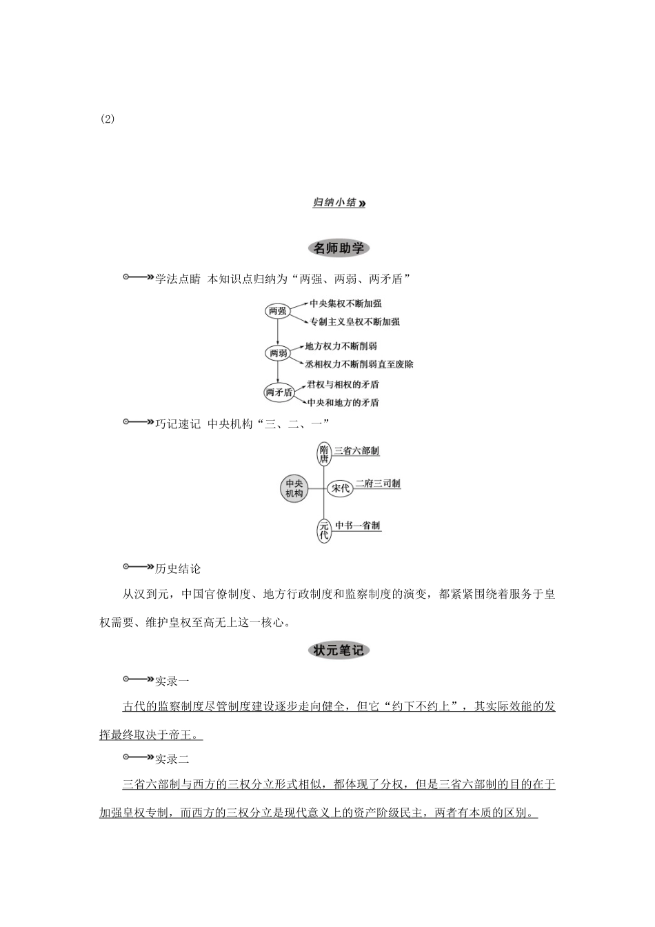 2013届高考历史一轮复习 第2课时君主专制政体的演进与强化及专制时代晚期的政治形态精品学案 _第3页