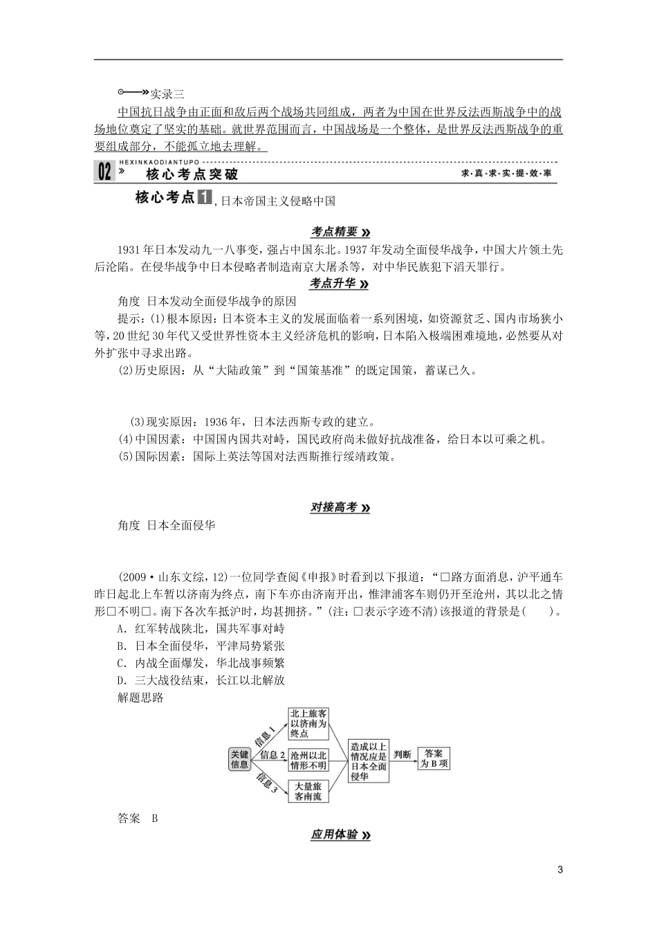 2013届高考历史一轮复习 第4课时伟大的抗日战争精品讲义 新人教版必修1_第3页