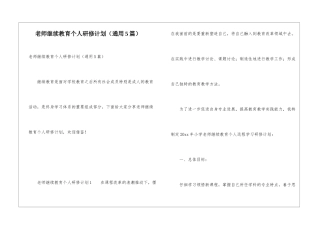 教师继续教育个人研修计划