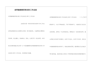 教师继续教育培训的工作总结