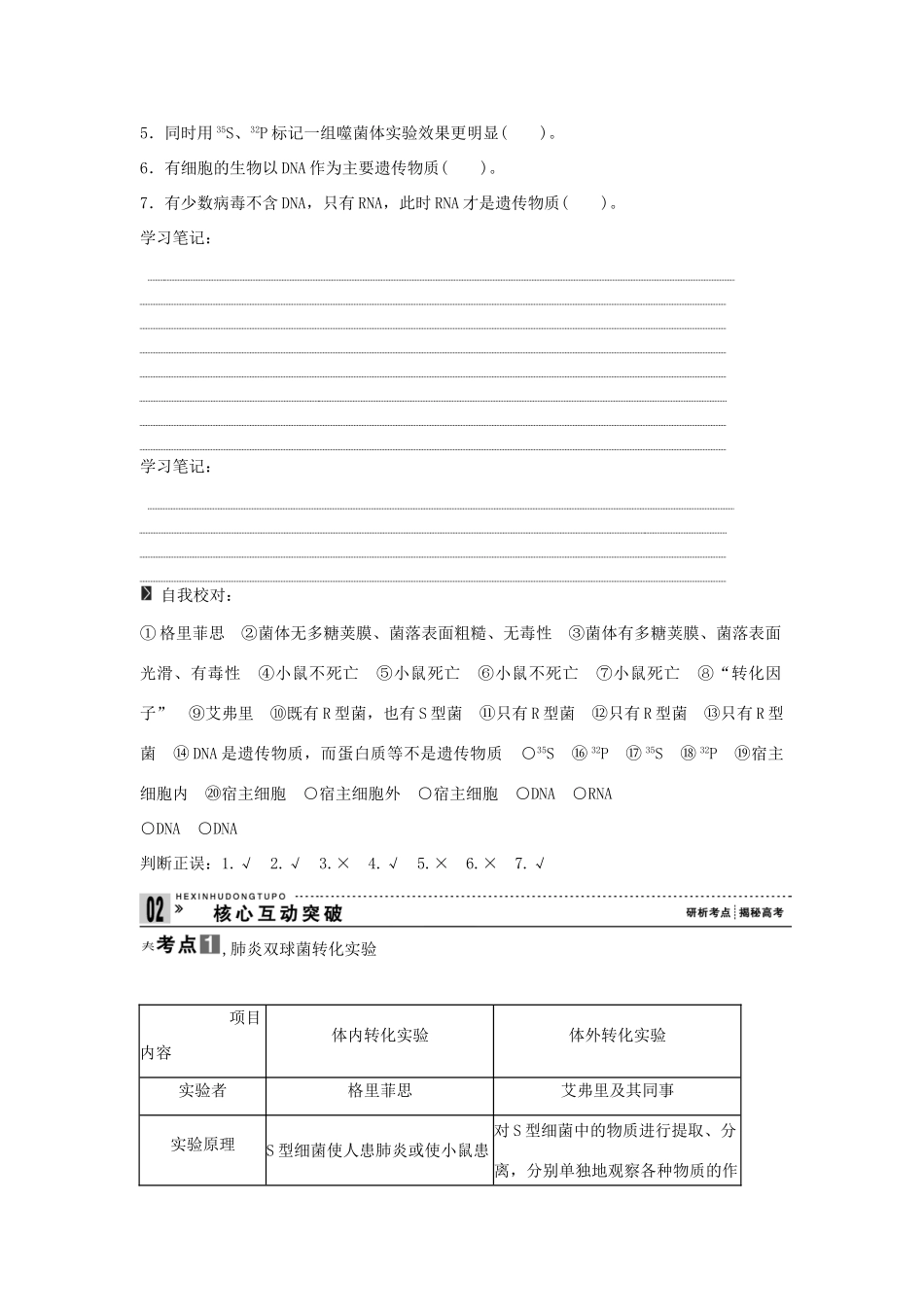 2013届高考生物一轮复习讲义 2.2.1DNA是主要的遗传物质_第3页