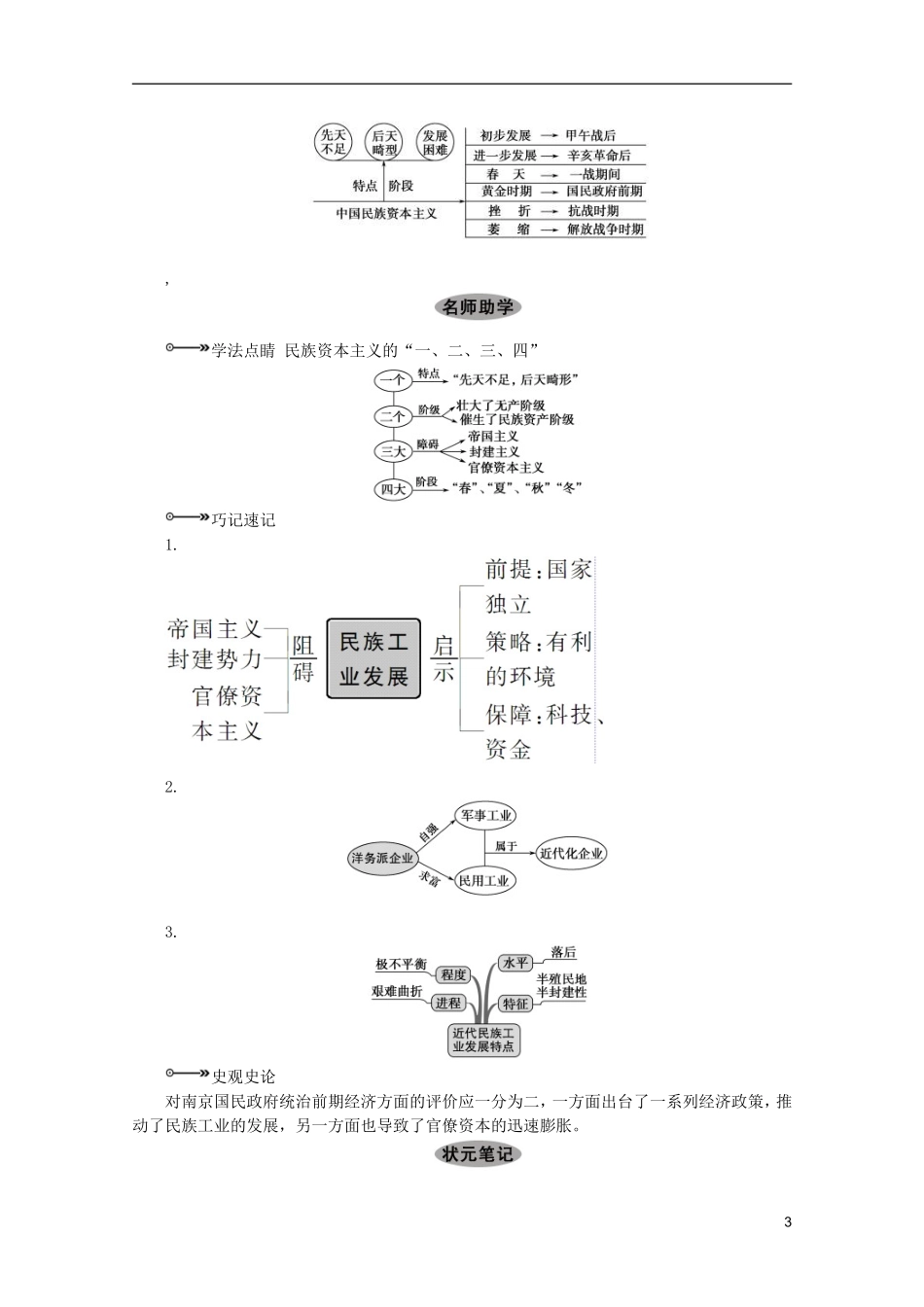 2013届高考历史一轮复习 第18课时近代中国资本主义的曲折发展精品讲义 新人教版必修1_第3页