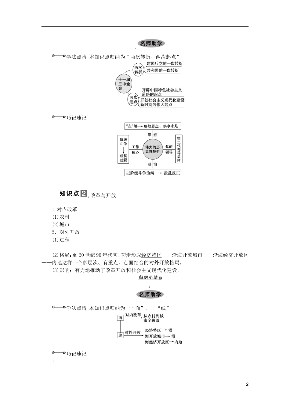 2013届高考历史一轮复习 第21课时改革开放时期的社会主义建设精品讲义 新人教版必修1_第2页