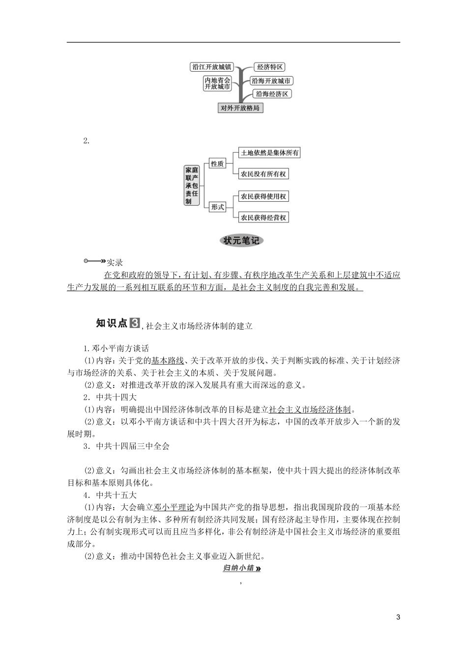 2013届高考历史一轮复习 第21课时改革开放时期的社会主义建设精品讲义 新人教版必修1_第3页
