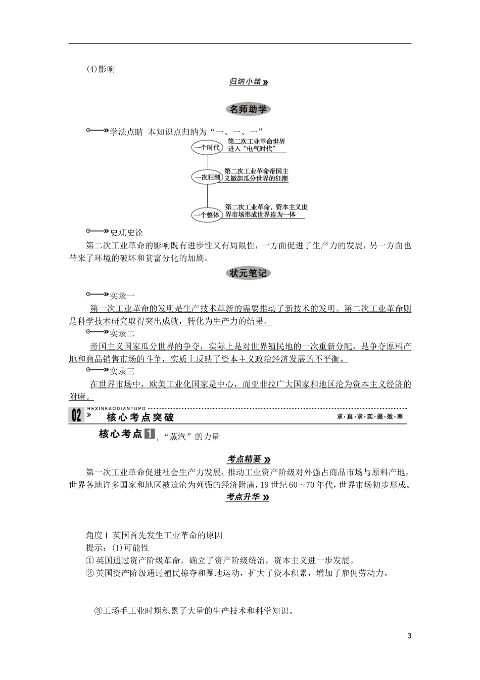 2013届高考历史一轮复习 第23课时工业革命精品讲义 新人教版必修1_第3页