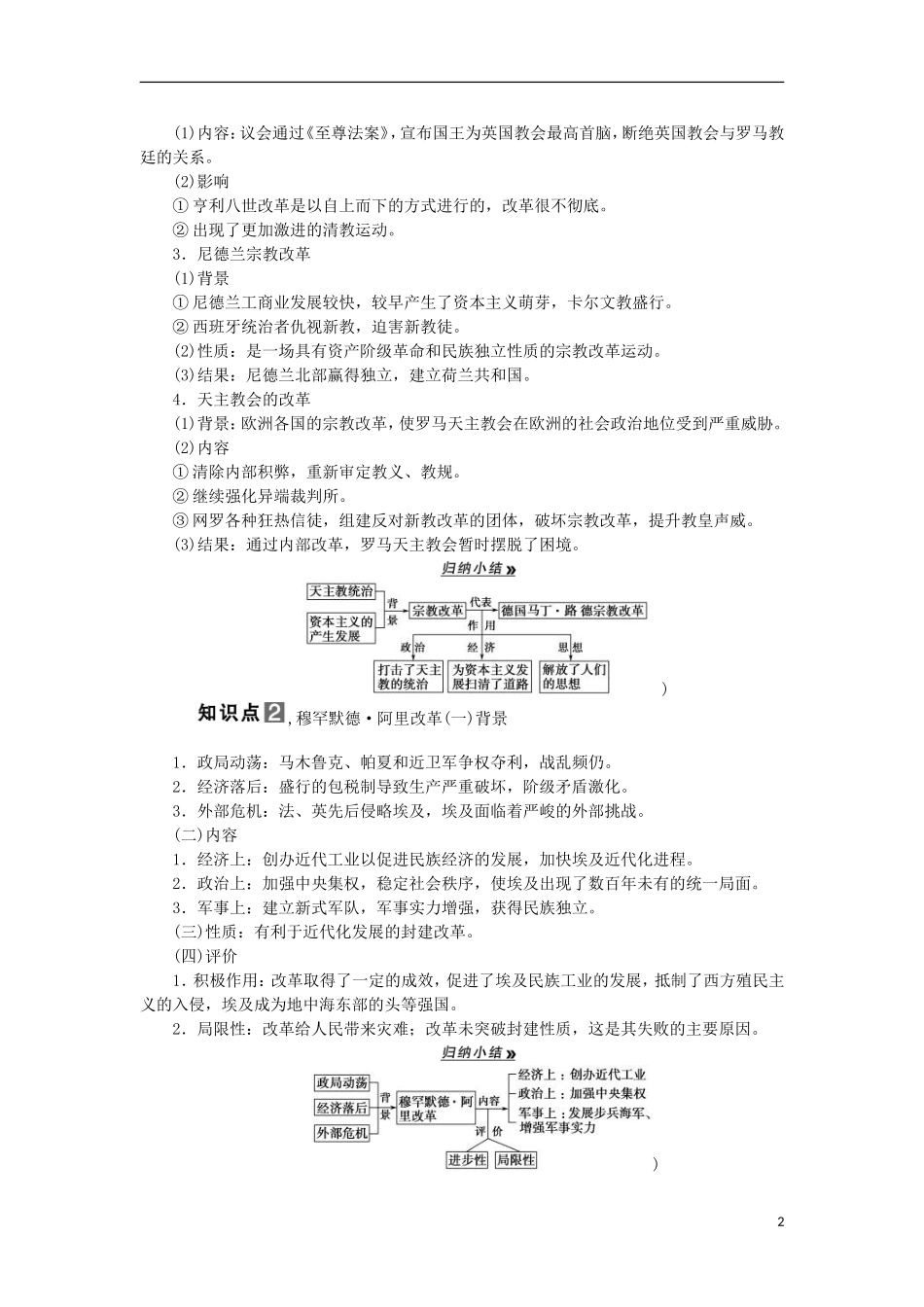 2013届高考历史一轮复习 教师用书 第3课时 欧洲宗教改革和穆罕默德 阿里改革 新人教版选修1_第2页