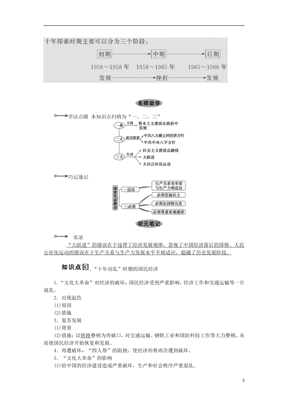 2013届高考历史一轮复习 教师用书 第20课时 社会主义建设在探索中曲折发展 新人教版必修2_第3页