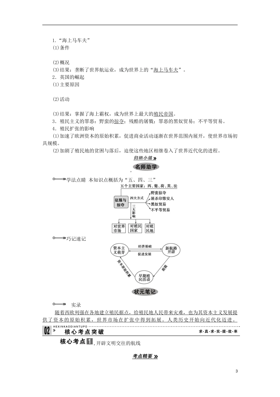 2013届高考历史一轮复习 教师用书 第22课时 新航路的开辟与早期殖民扩张 新人教版必修2_第3页