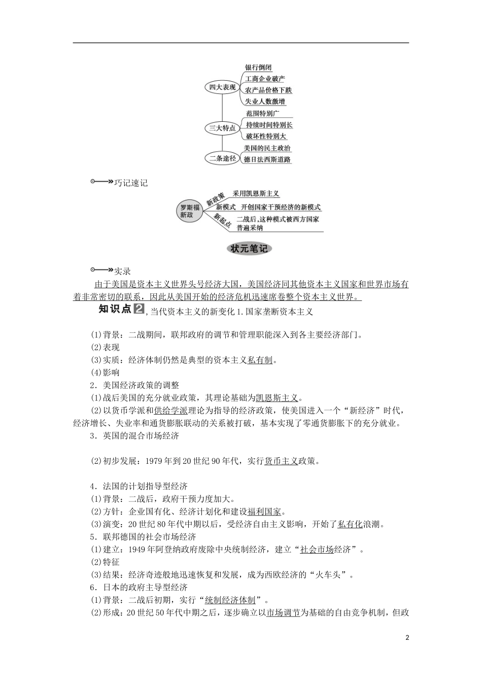 2013届高考历史一轮复习 教师用书 第24课时 罗斯福新政与当代资本主义的新变化 新人教版必修2_第2页