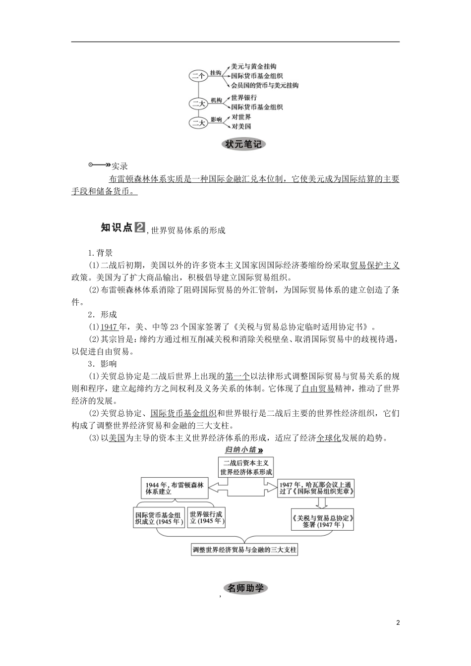 2013届高考历史一轮复习 教师用书 第26课时 二战后资本主义世界经济体系的形成 新人教版必修2_第2页