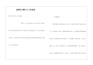 教师见习期个人工作总结