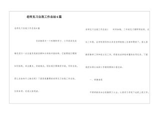 教师见习自我工作总结6篇