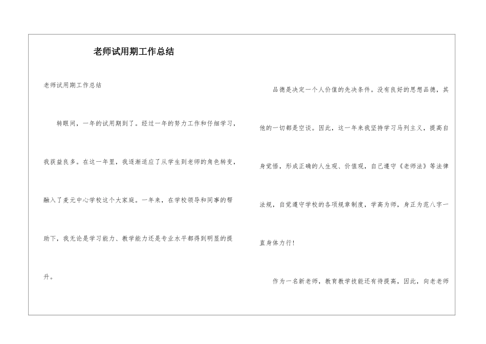 教师试用期工作总结_第1页