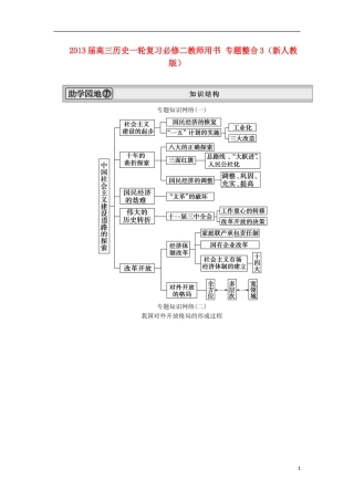 2013届高考历史一轮复习 教师用书 专题整合3 新人教版必修2