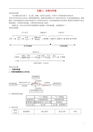 2013年届高三生物二轮复习 专题八 生物与环境精品教学案