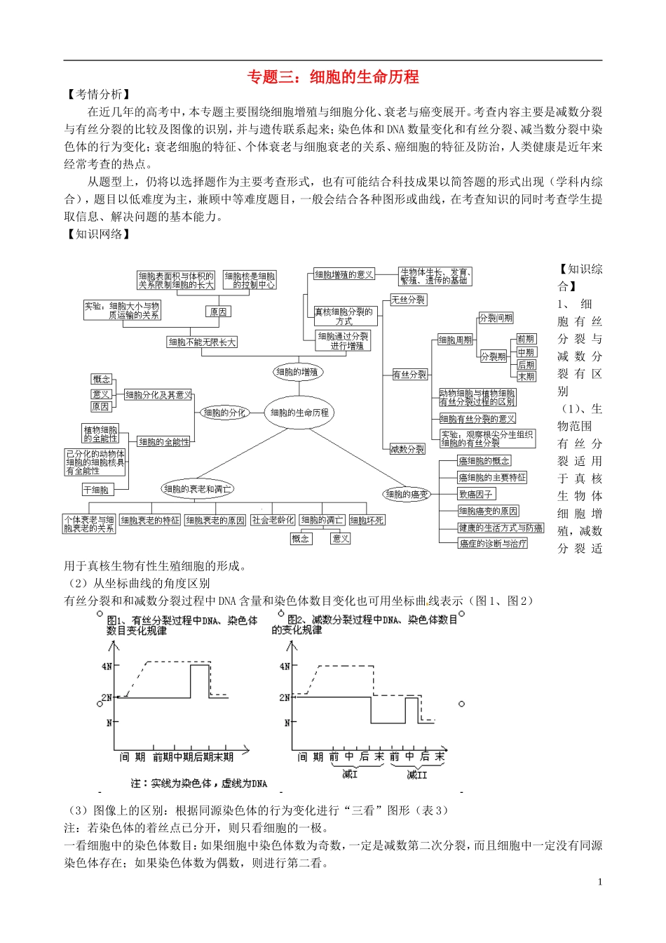 2013年届高三生物二轮复习 专题三 细胞的生命历程精品教学案_第1页