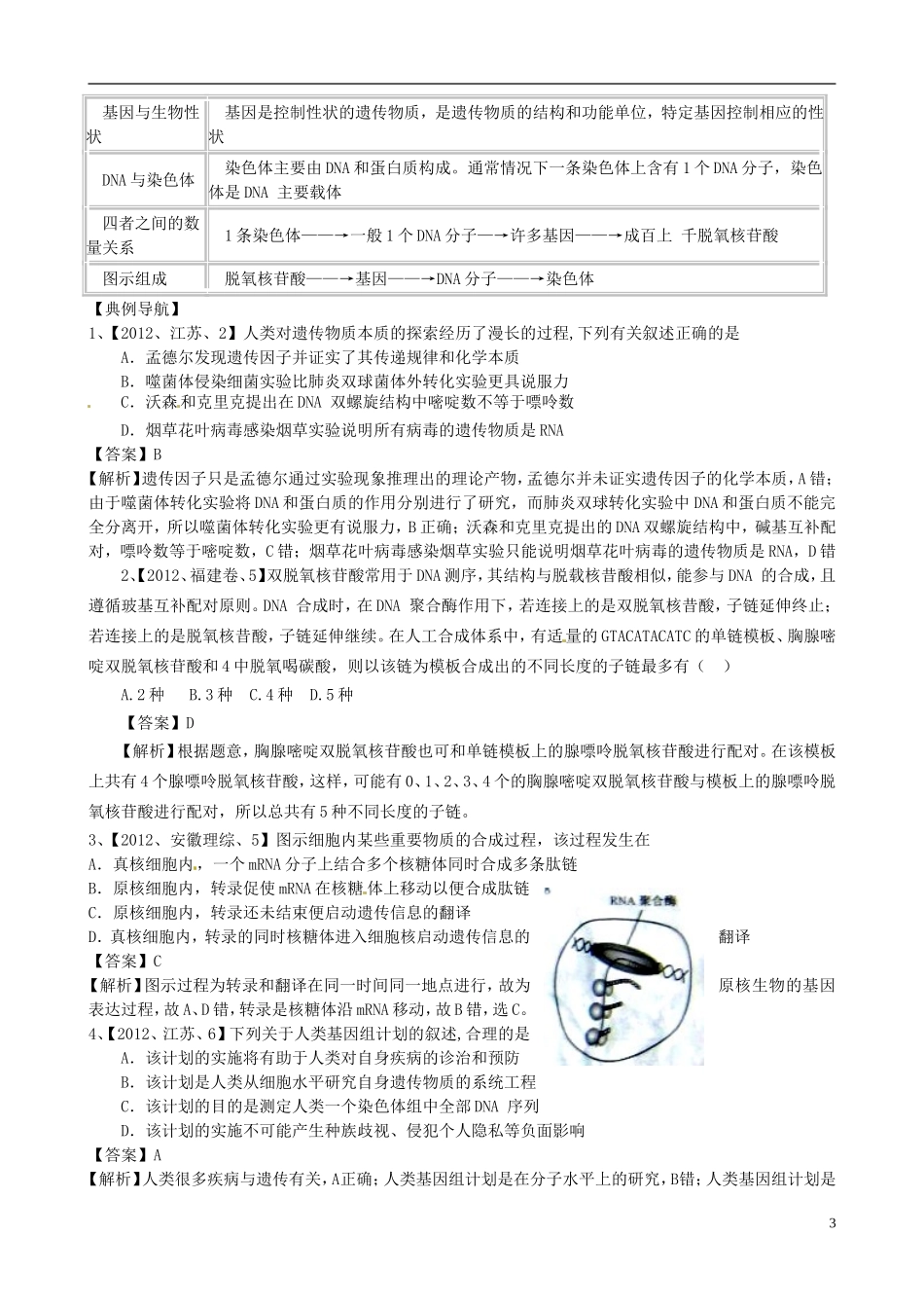 2013年届高三生物二轮复习 专题四 遗传的分子基础精品教学案_第3页