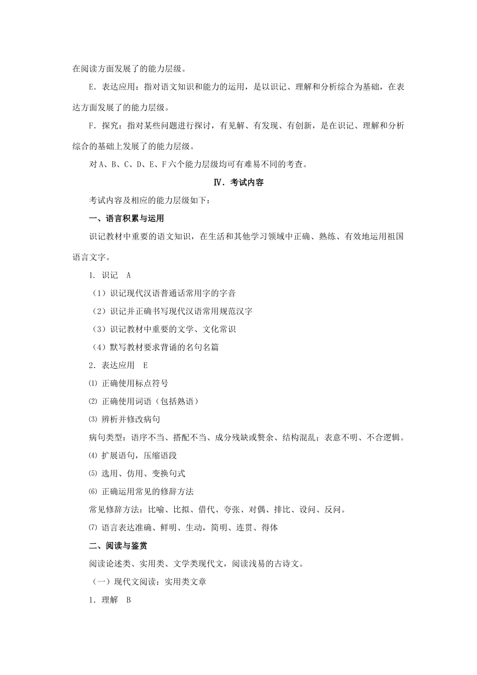 2013年四川省普通高中语文 学业水平考试要求及说明 新人教版_第2页
