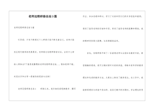 教师远程研修总结3篇