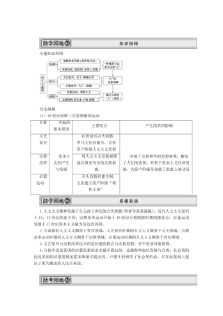 2013届高考历史一轮复习 专题整合4精品学案 人民版必修3