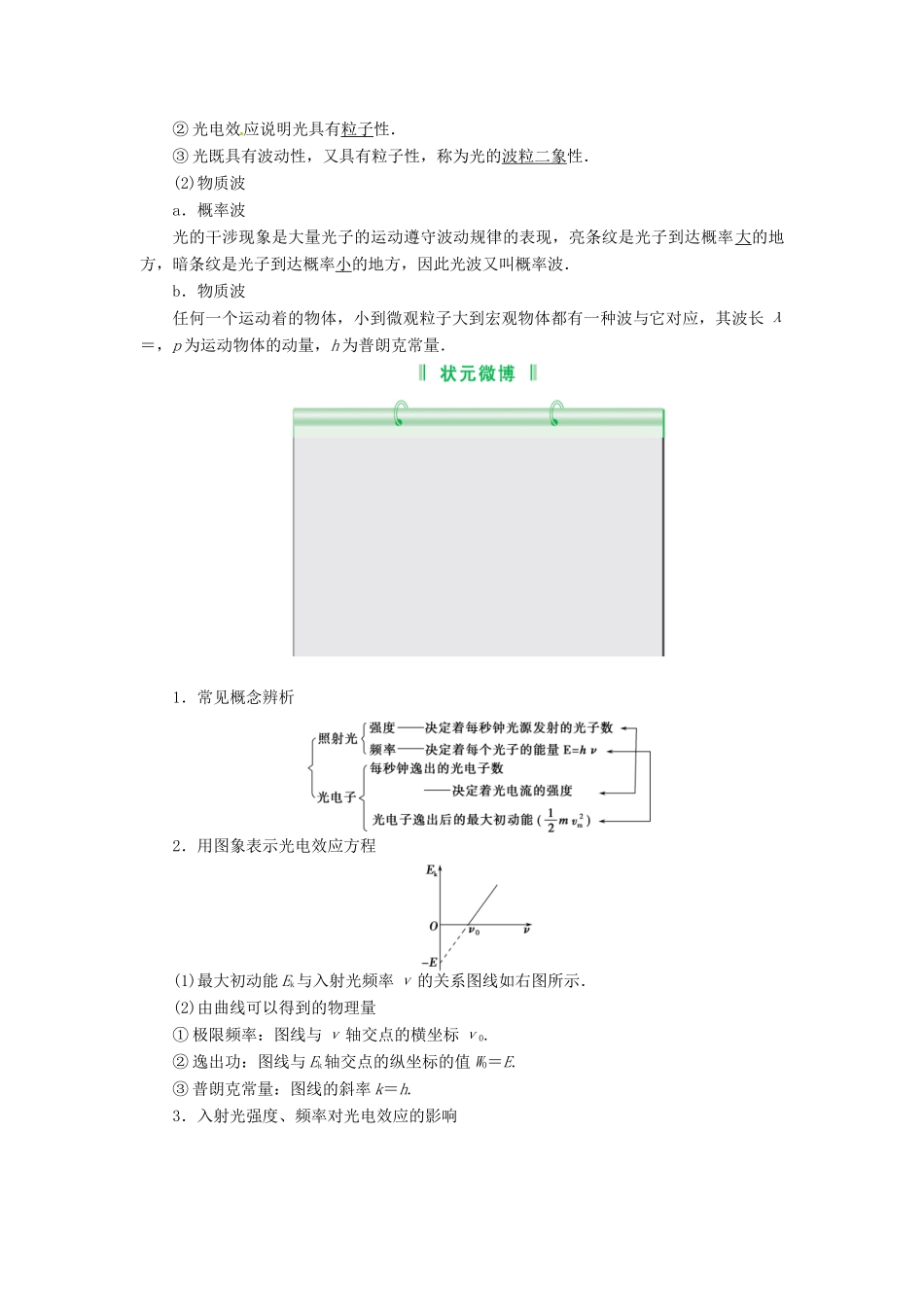 2013届高考物理 第3讲 波与粒子考点知识总复习教案59_第2页