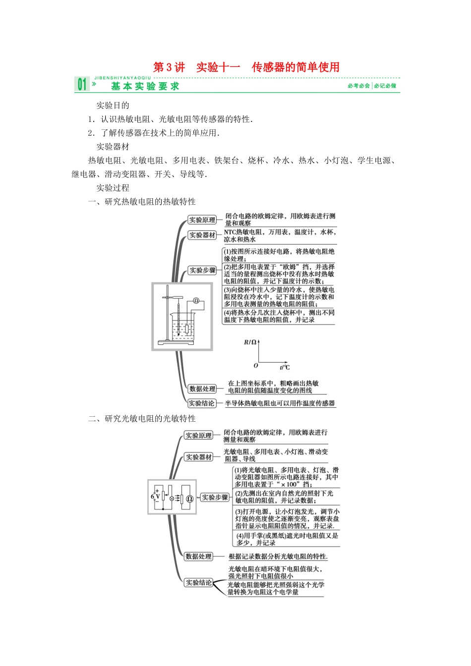 2013届高考物理 第3讲 实验十一　传感器的简单使用考点知识总复习教案41_第1页
