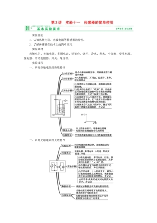 2013届高考物理 第3讲 实验十一　传感器的简单使用考点知识总复习教案41
