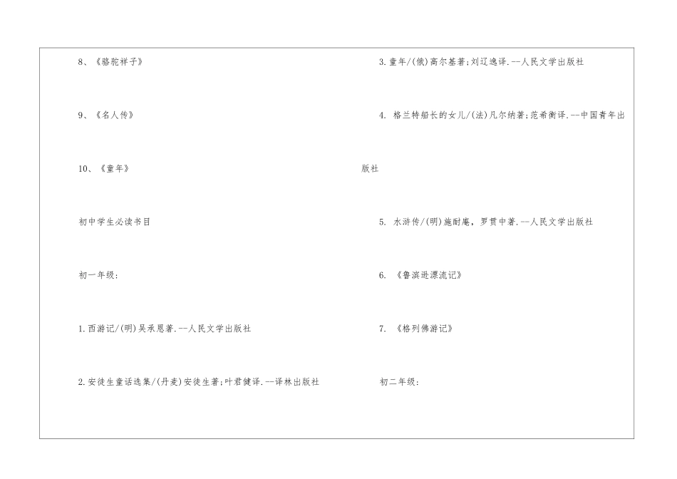 教育部新课标中学生必读书目_第2页