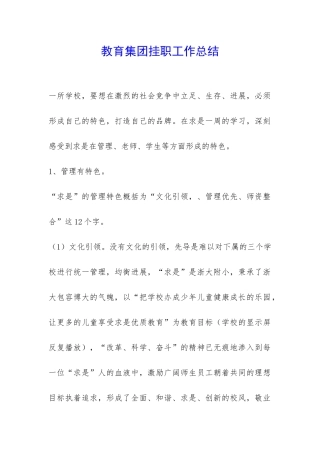 教育集团挂职工作总结-