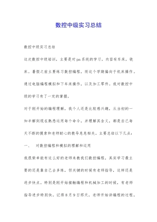 数控中级实习总结-
