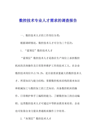 数控技术专业人才需求的调查报告