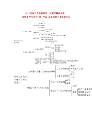 2013届高考政治一轮复习 单元整合 第4单元 发展社会主义市场经济精品学案 新人教版必修1