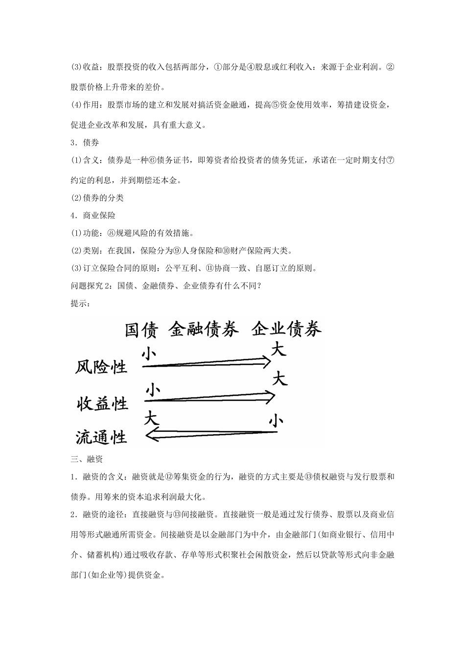 2013届高考政治一轮复习 第6课 投资理财的选择精品学案 新人教版必修1_第3页