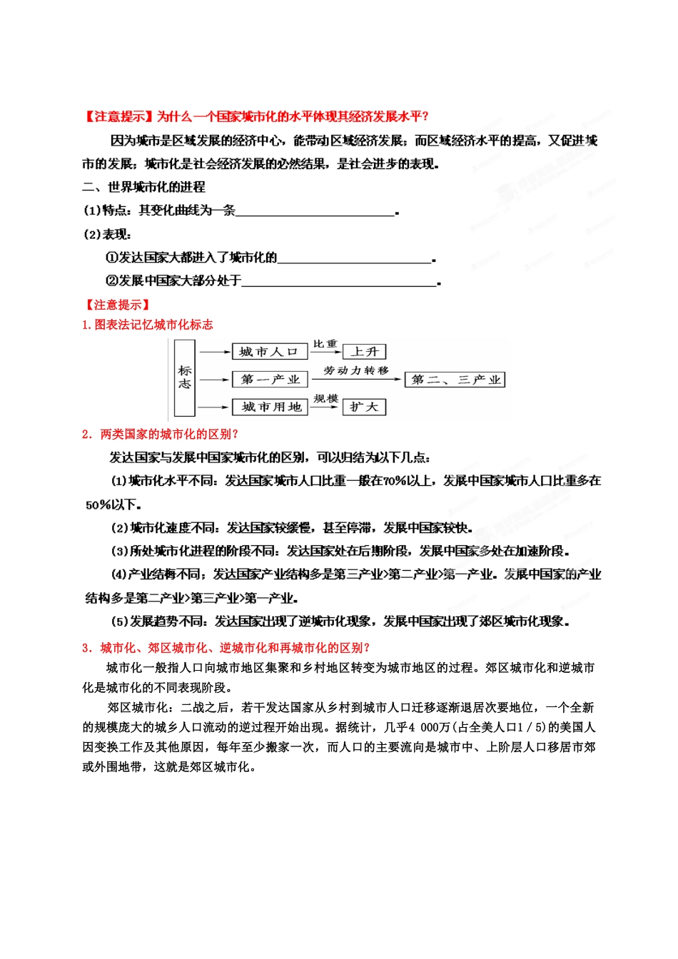 2013年高考地理一轮复习精品学案 专题17 城市化 （学生版）_第2页