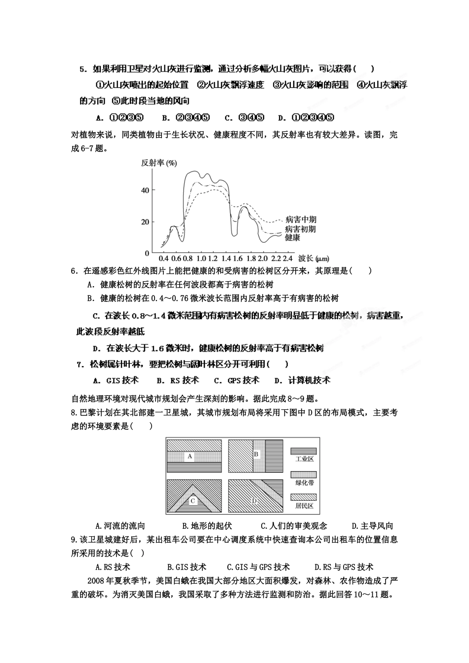 2013年高考地理一轮复习精品学案 专题25 地理信息技术在区域地理环境研究中的应用课后巩固测试（学生版）_第2页