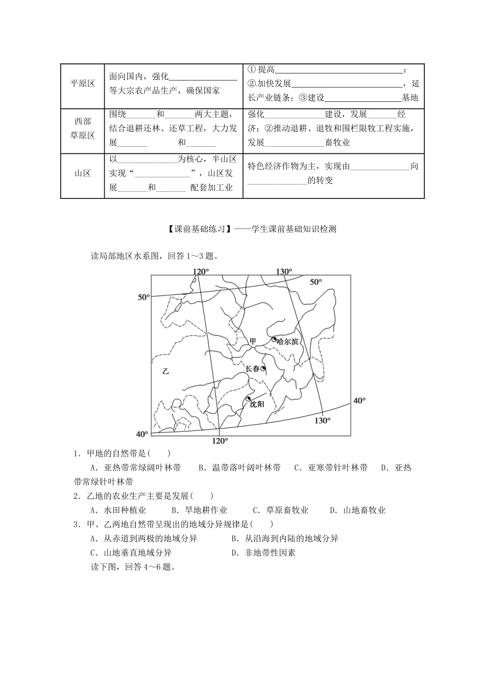 2013年高考地理一轮复习精品学案 专题30 区域农业发展教学案（学生版）_第3页