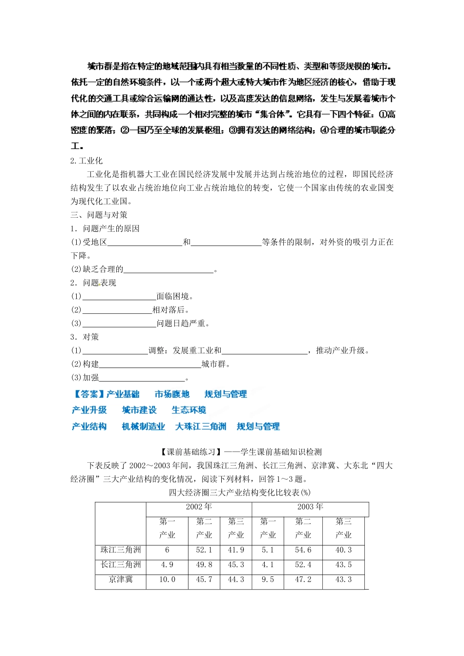 2013年高考地理一轮复习精品学案 专题31 区域工业化与城市化教学案（教师版）_第3页