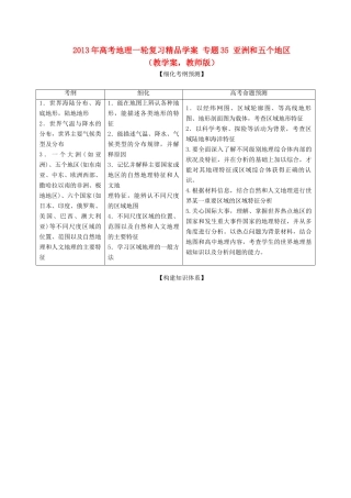 2013年高考地理一轮复习精品学案 专题35 亚洲和五个地区教学案（教师版）