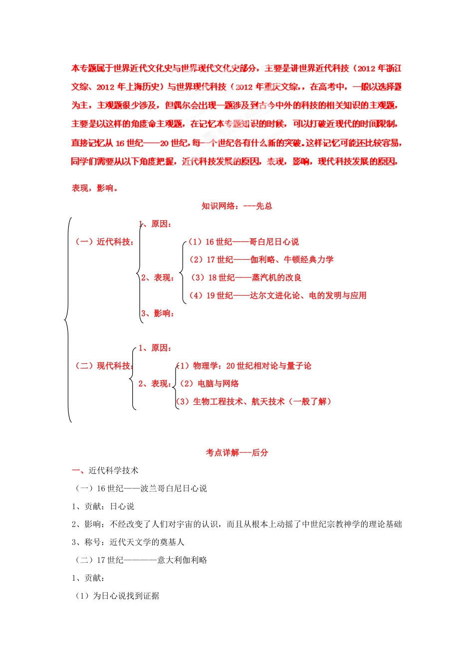2013年高考历史一轮复习精品学案 专题20 世界近现代科学技术（学生版）_第2页