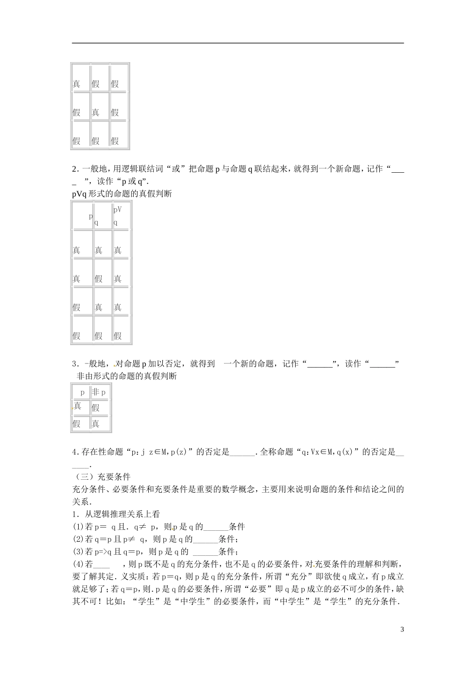 2013年高考数学二轮专题复习 专题一 集合与常用逻辑用语教案 文_第3页