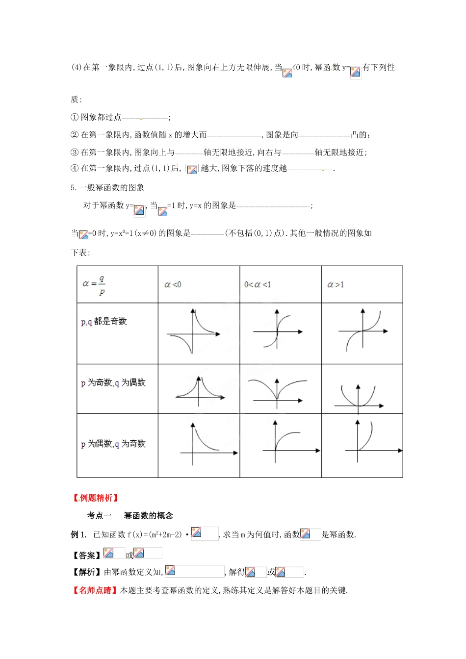 2013年高考数学一轮复习 2.7 幂函数精品教学案（教师版）新人教版_第2页