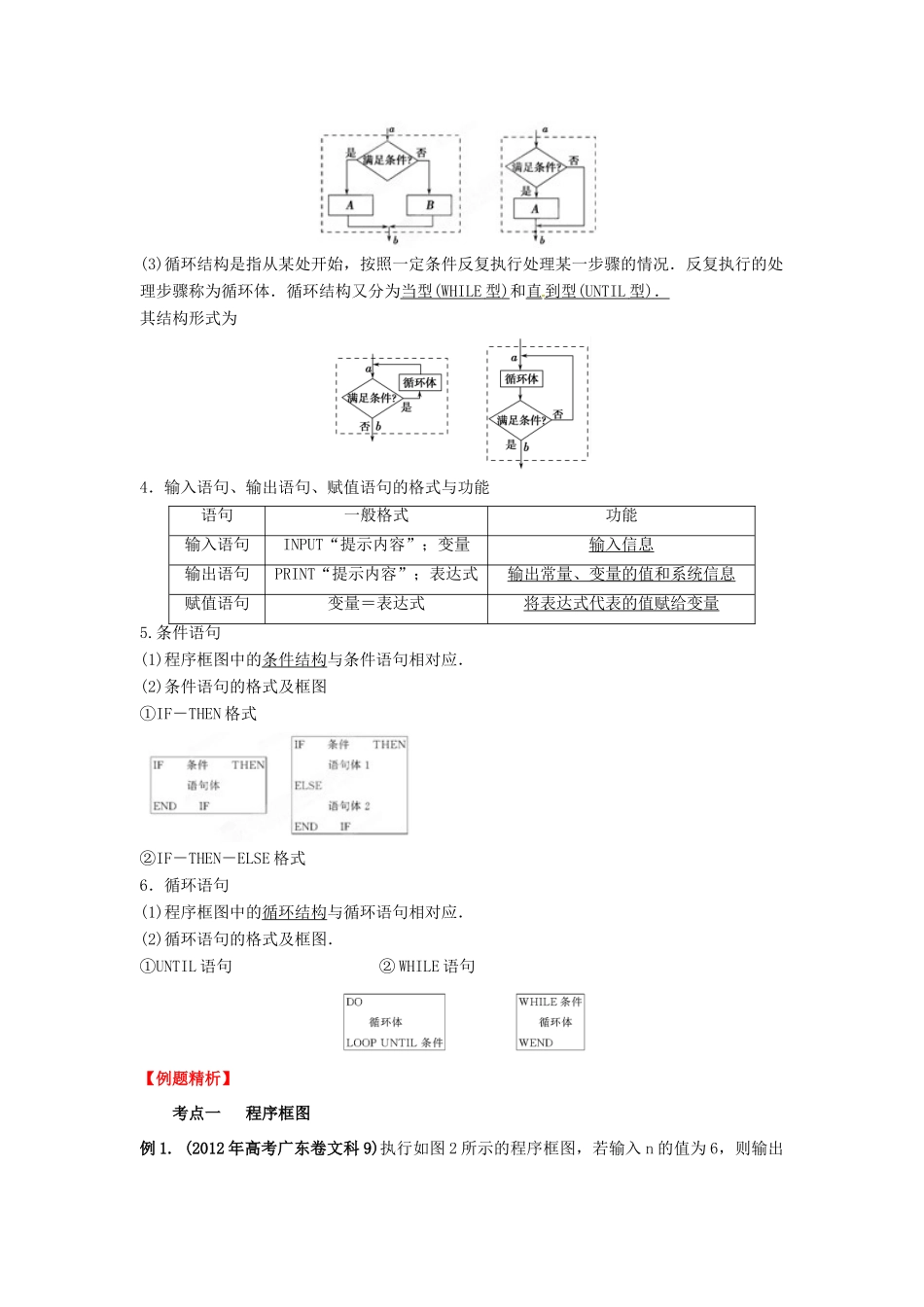 2013年高考数学一轮复习 13.1 算法与程序框图精品教学案（学生版）新人教版_第2页