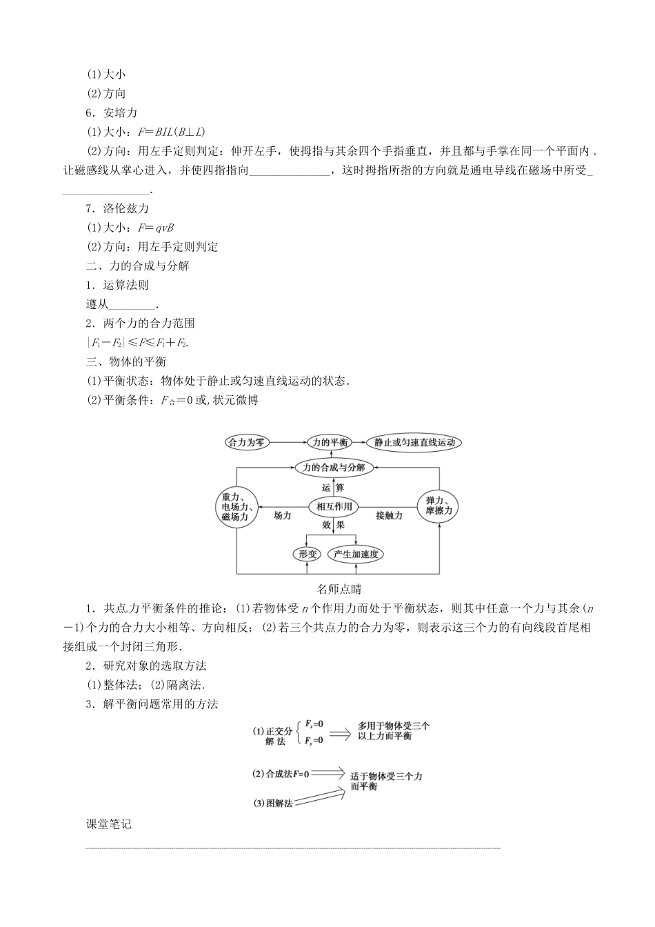 2013年高考物理二轮 压轴突破 专题1第2讲力和物体的平衡常考的3个问题(选择题)教案_第2页